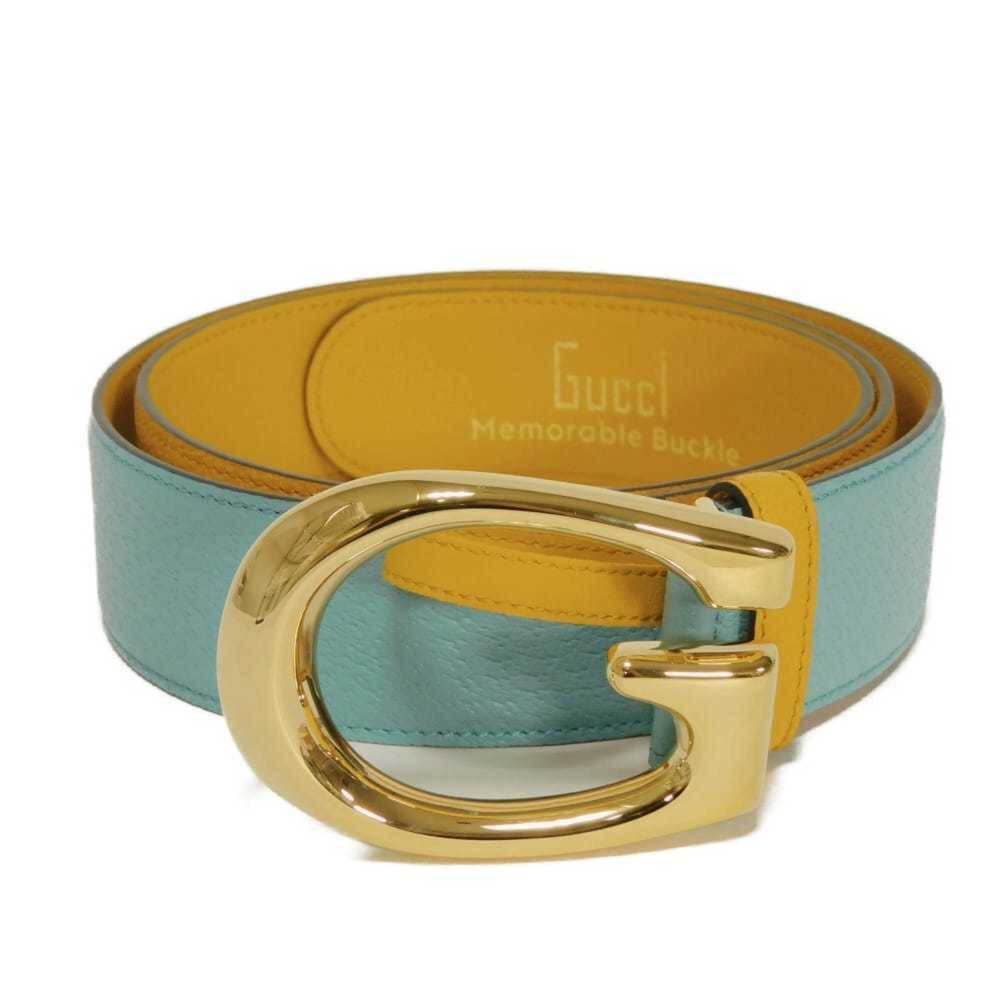 Gucci GUCCI Belt G Logo Emblem Wide Leather 40MM 95/38 Yellow Bicolor Gold Me...